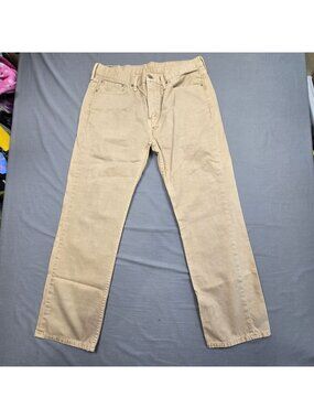 Levis 514 Mens Straight Fit Jeans W36 L30 Beige Cotton Mid-Rise Denim Pants